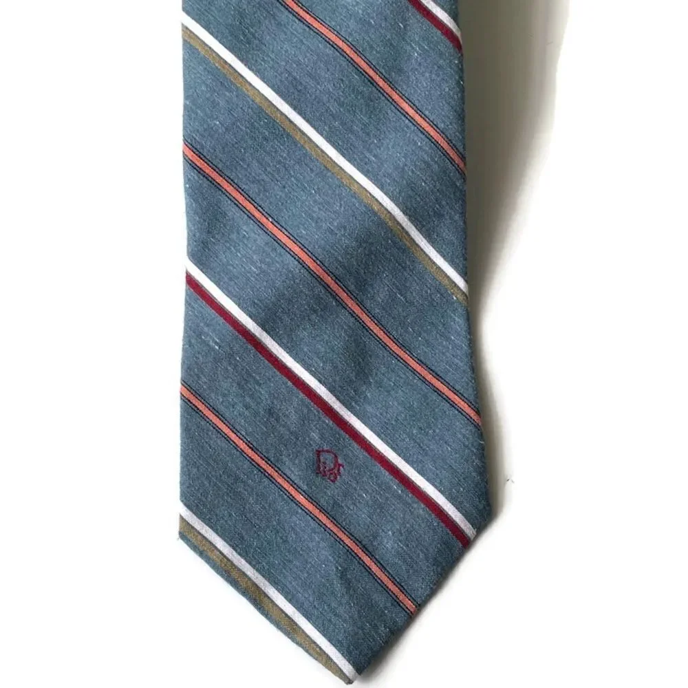 Vtg. Christian Dior Striped Blue Tie